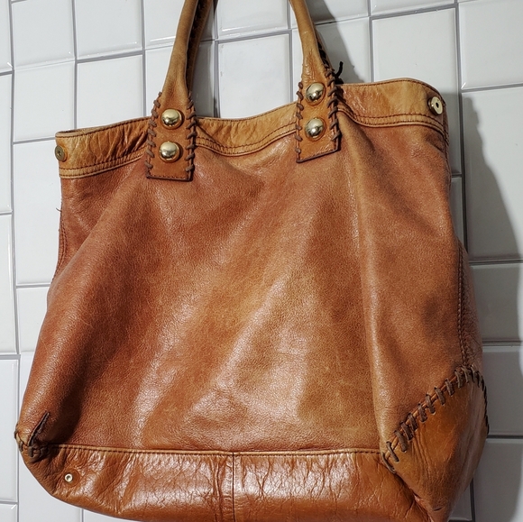 STEVEN BY STEVE MADDEN Large Brown Distressed Cotton Canvas Purse with L… - Picture 3 of 12